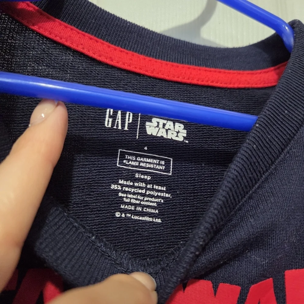 Gap Star Wars Mandalorian Christmas Holiday Kids Navy Blue Pajama Top Size 4 - Picture 3 of 6